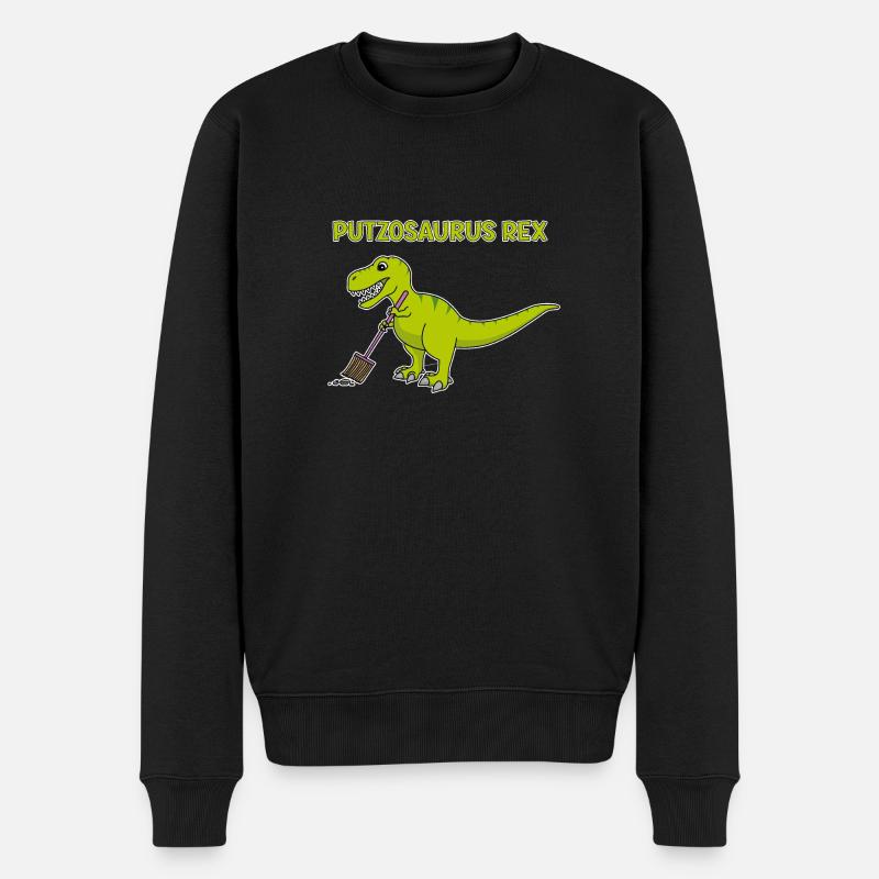 T-Rex Broom Cleaning Putzosaurus - Men's Premium Organic Jumper - black