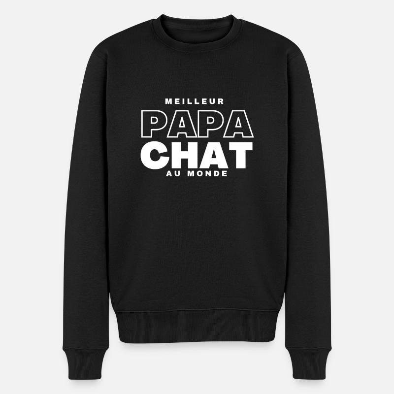 Papa chat - Pull Premium bio Homme - noir