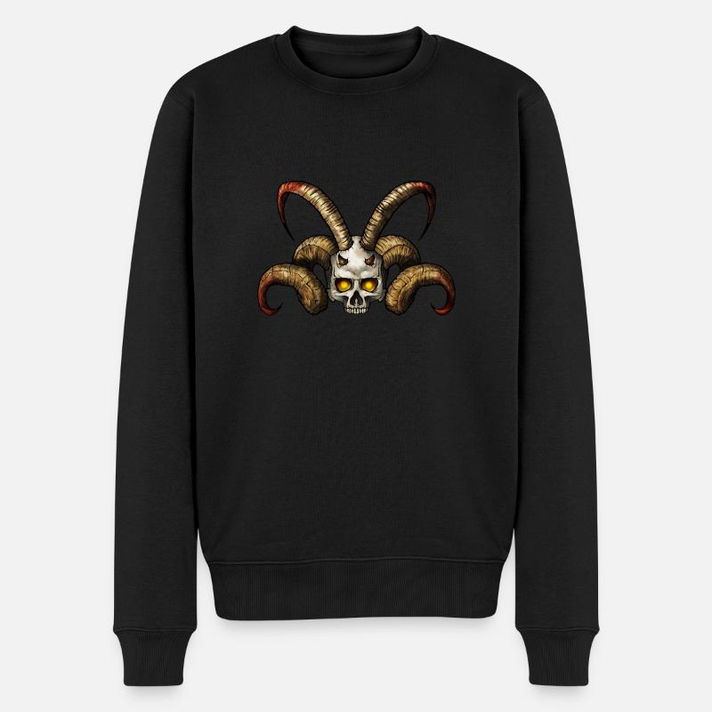 Teufel Schädel 2 - Männer Premium Bio Pullover - Schwarz