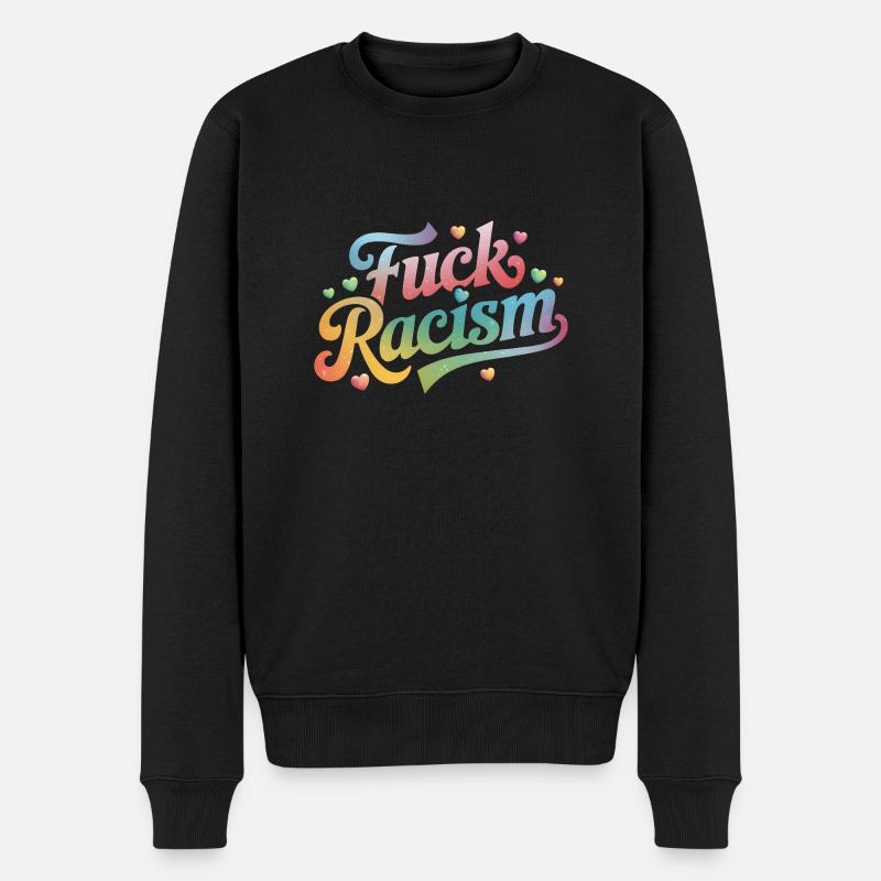 Anti Rassismus Gegen Nazis - Männer Premium Bio Pullover - Schwarz