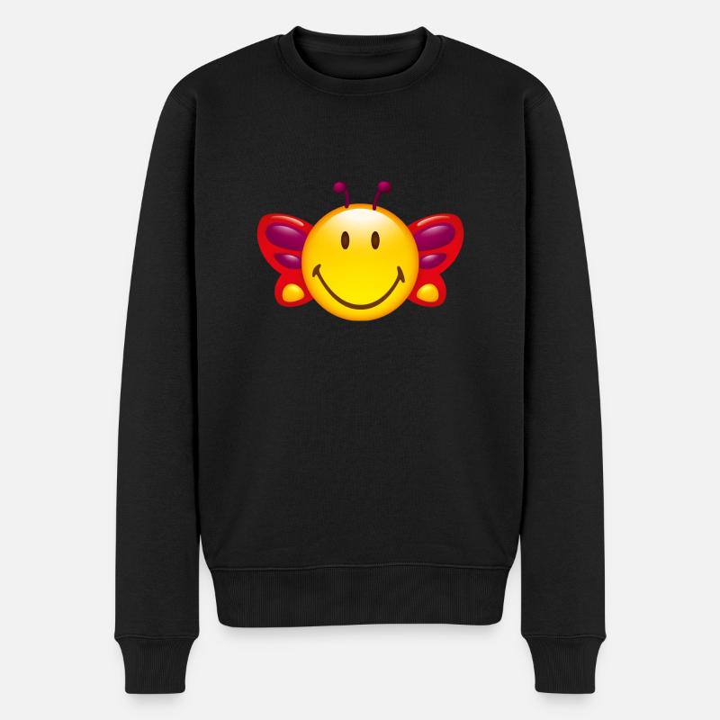 Smiley Butterfly - Männer Premium Bio Pullover - Schwarz