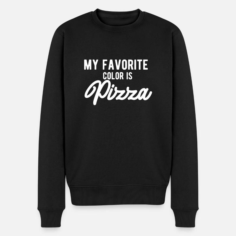 Meine Lieblingsfarbe ist Pizza - Männer Premium Bio Pullover - Schwarz