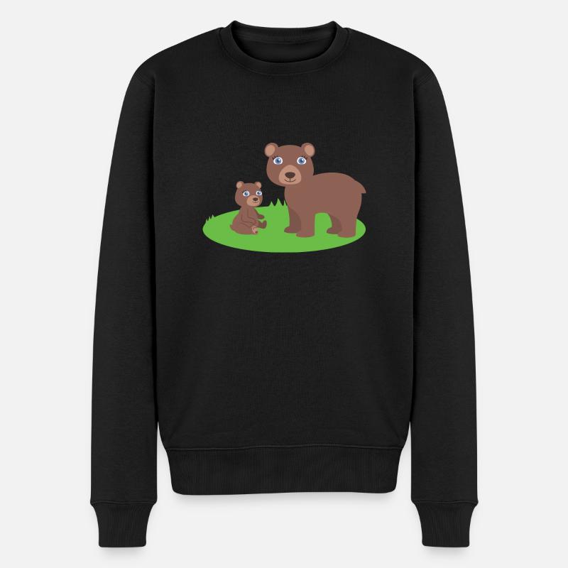 Mutter Bär mit Kind bär - Männer Premium Bio Pullover - Schwarz