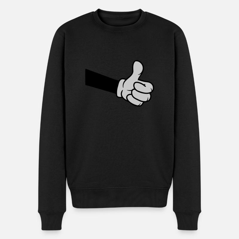 OK Comic Hand Daumen - Männer Premium Bio Pullover - Schwarz