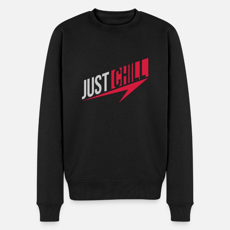 Just Chill Text Logo - Pull Premium bio Homme - noir