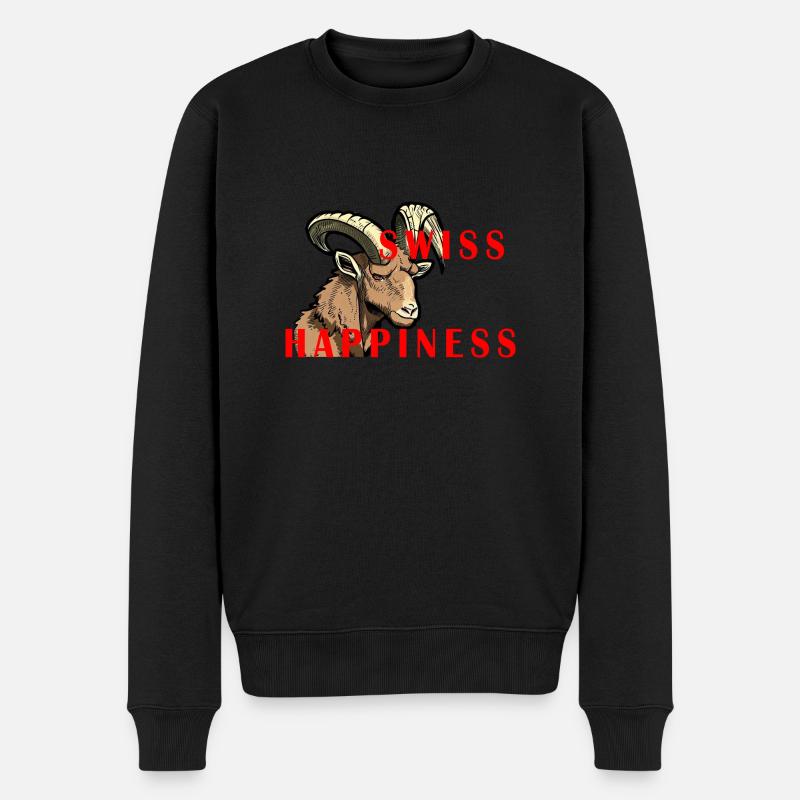 Steinbock Swiss Happiness - Männer Premium Bio Pullover - Schwarz
