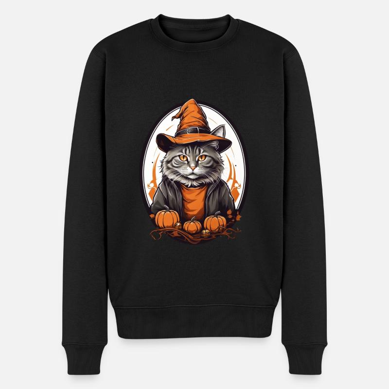 Chat d’Halloween - Pull Premium bio Homme - noir