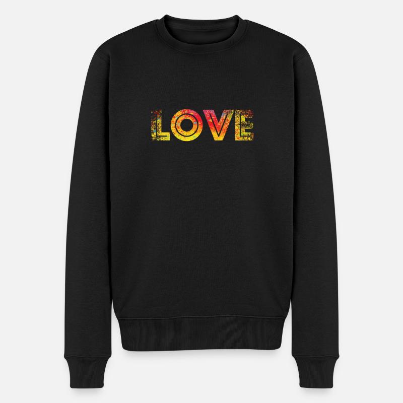 LOVE red yellow speckled - Männer Premium Bio Pullover - Schwarz