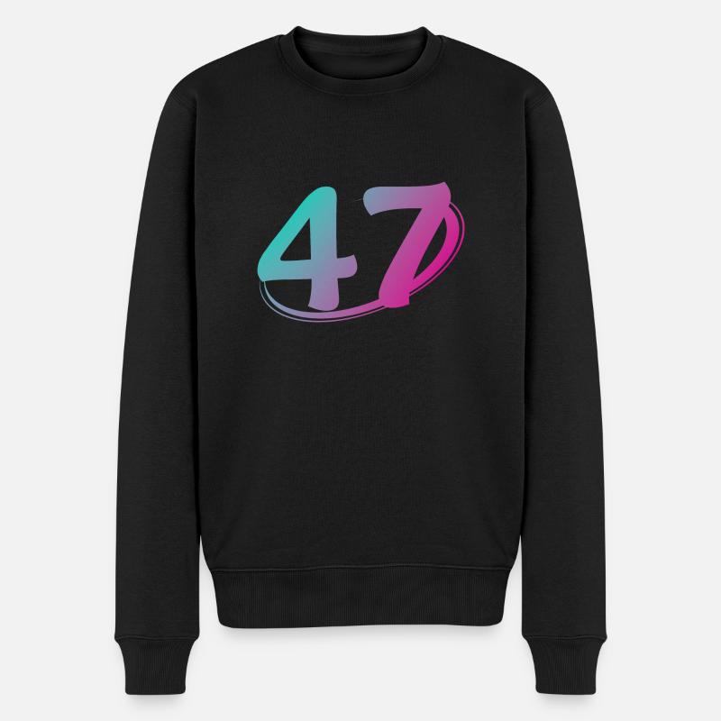 Nummer 47 mehrfarbig - Männer Premium Bio Pullover - Schwarz