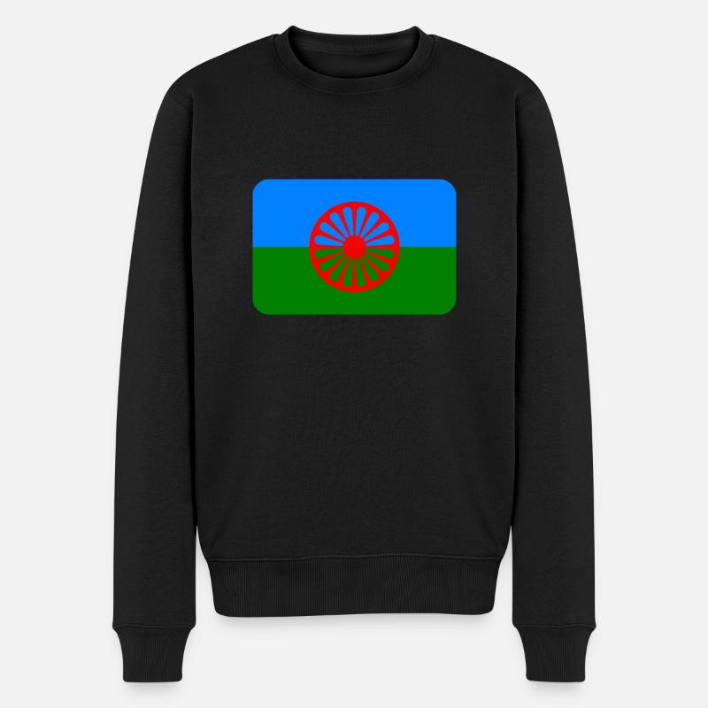 ROMANI FLAG round corner 400 dpi - Pull Premium bio Homme - noir