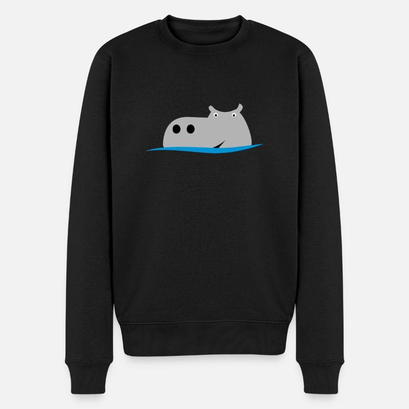 Nilpferd - Männer Premium Bio Pullover - Schwarz