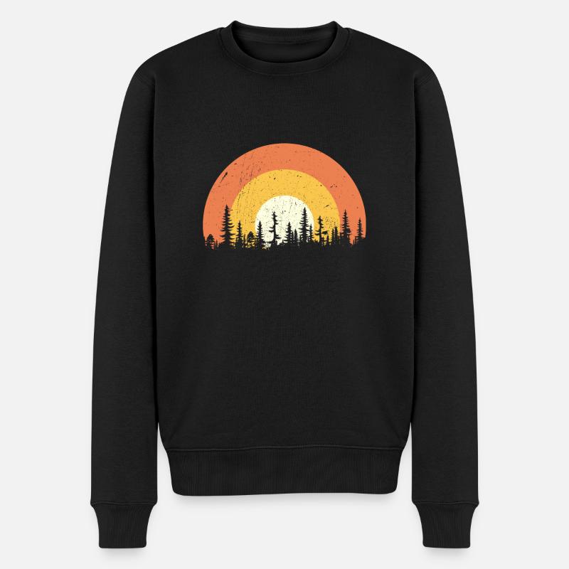 Forêt au coucher du soleil - Pull Premium bio Homme - noir