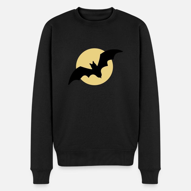 Fliegende Fledermaus Mond - Männer Premium Bio Pullover - Schwarz