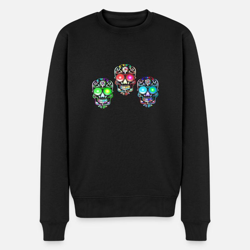 Zucker Schädel Kunst - Männer Premium Bio Pullover - Schwarz