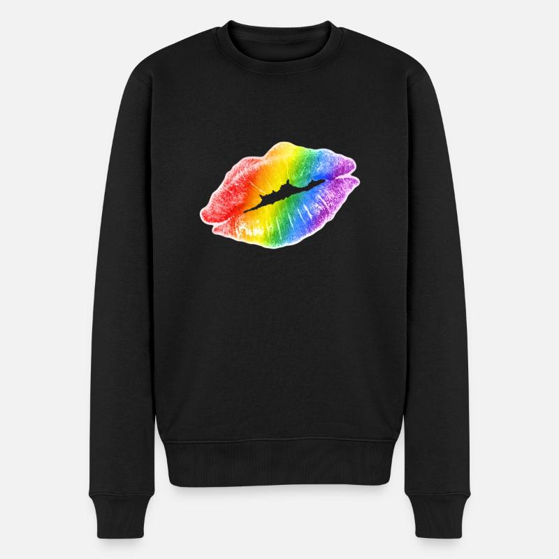 LGBT Regenbogen Schwul Herz Homosexualität - Männer Premium Bio Pullover - Schwarz