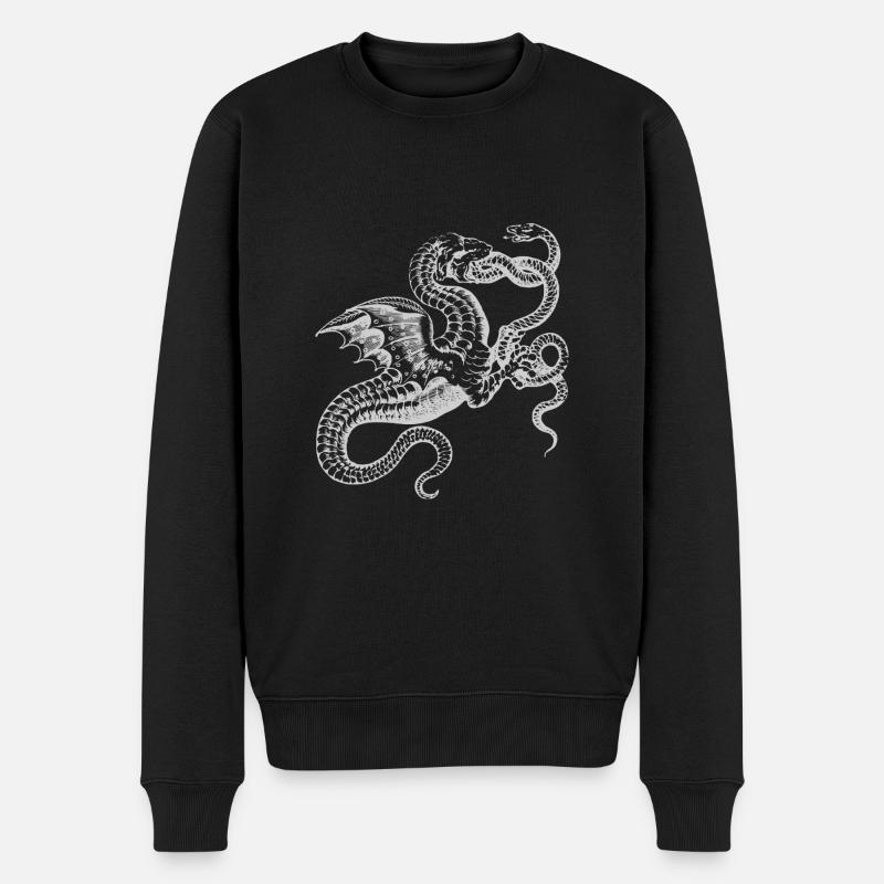 Drache Drachen Schlange Schlangen Mystisch - Männer Premium Bio Pullover - Schwarz