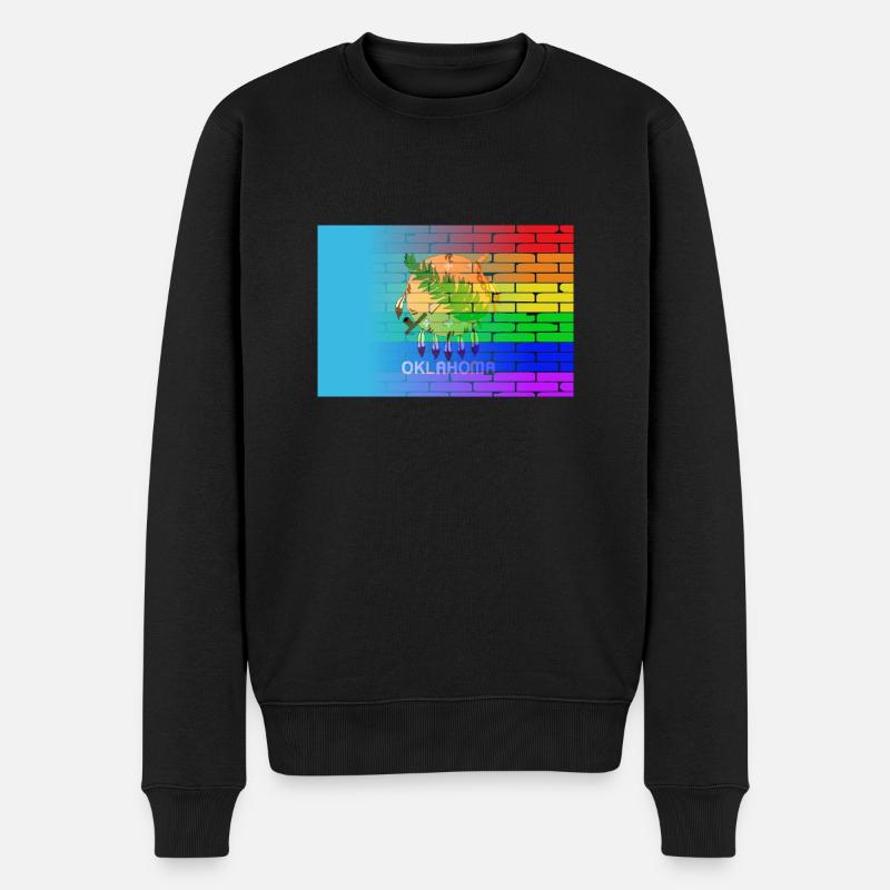 Regenbogenwand Oklahoma - Männer Premium Bio Pullover - Schwarz