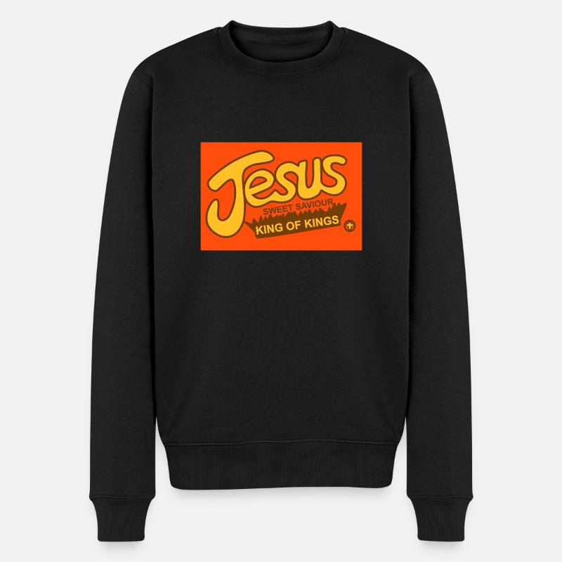 Jesus vögert - Männer Premium Bio Pullover - Schwarz