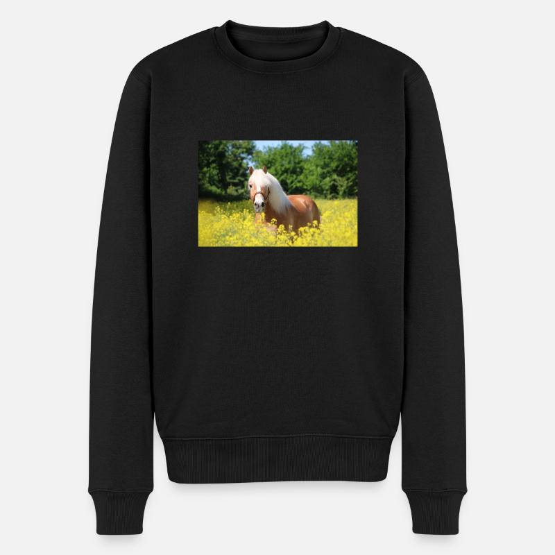 Haflinger im Raps - Männer Premium Bio Pullover - Schwarz