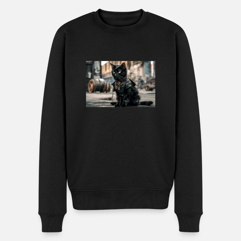 Cat Black 5 - Männer Premium Bio Pullover - Schwarz