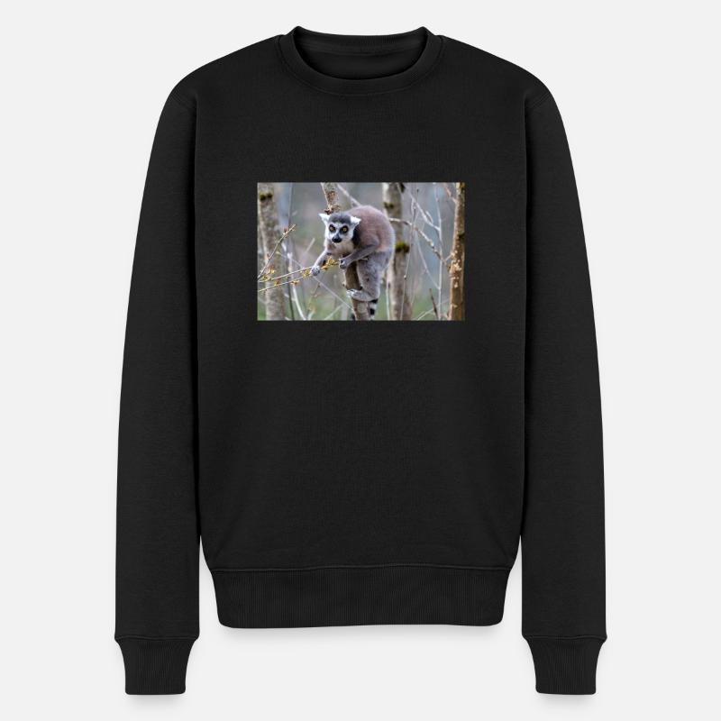 Kattas Lemur catta - Männer Premium Bio Pullover - Schwarz