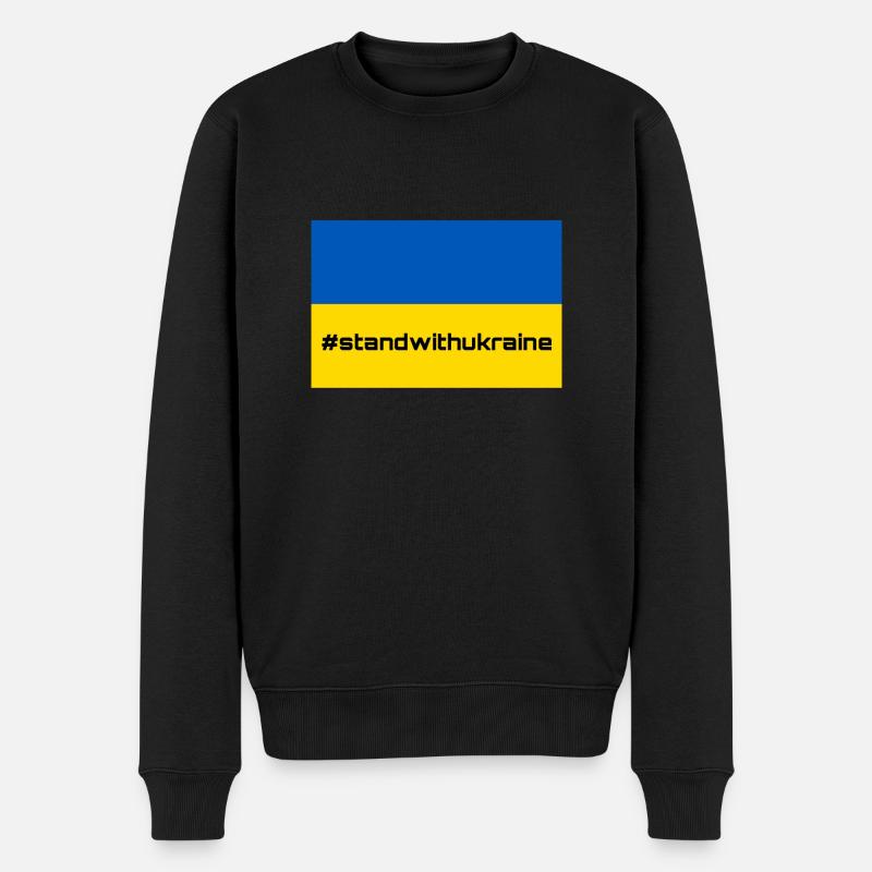 Stand with Ukraine! - Männer Premium Bio Pullover - Schwarz