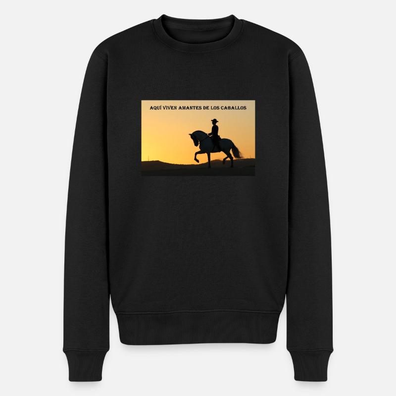 amantes de caballos - Männer Premium Bio Pullover - Schwarz