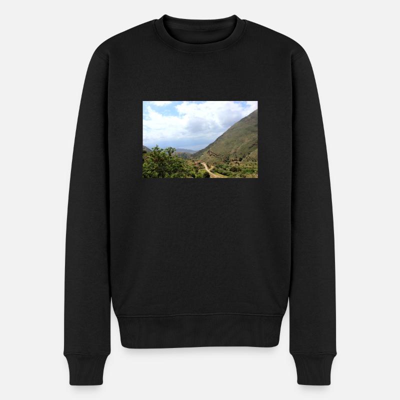 Berg Berge Berglandschaft Poster - Männer Premium Bio Pullover - Schwarz