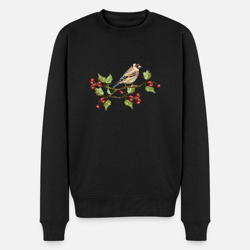 Bunter Vogel - Männer Premium Bio Pullover - Schwarz