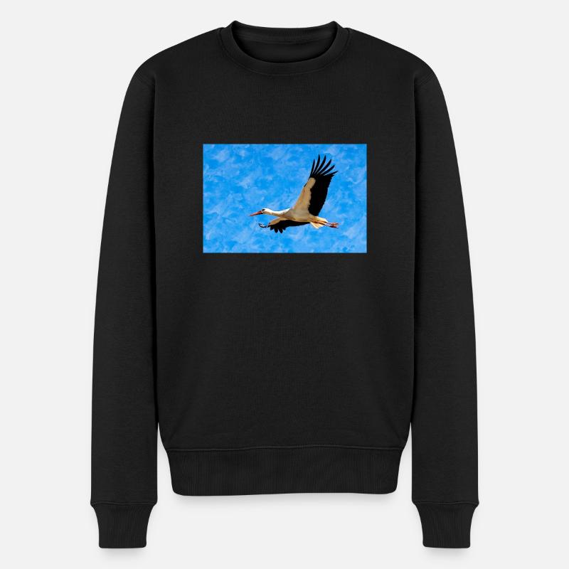 Storch im Flug - Männer Premium Bio Pullover - Schwarz