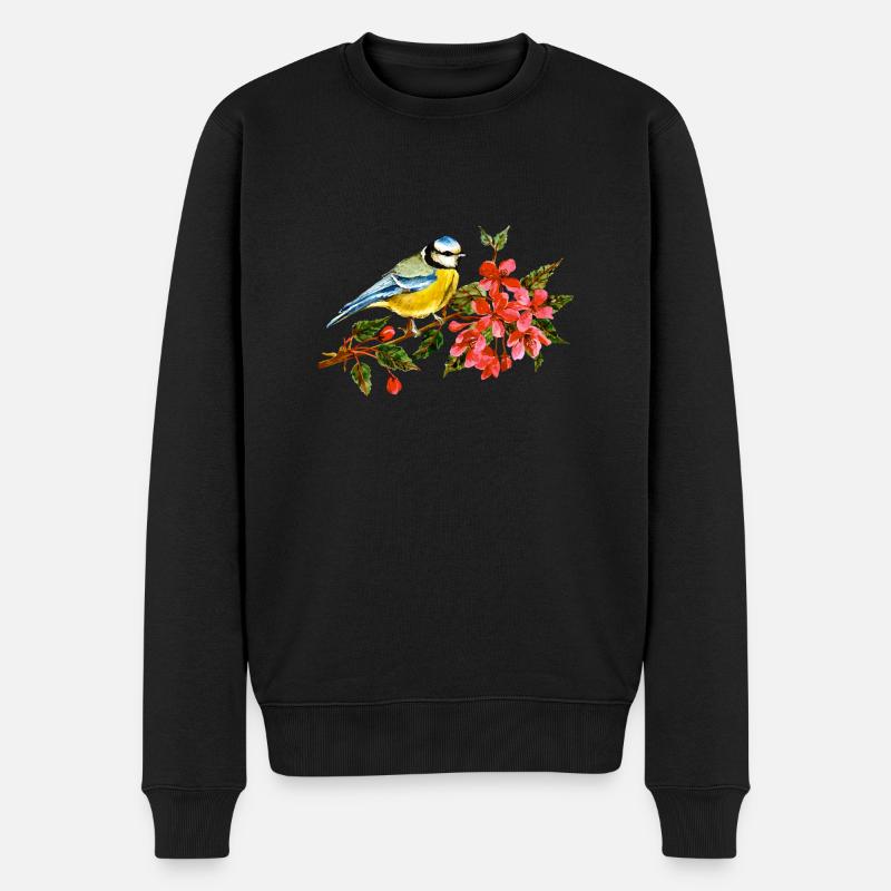 Bunter Vogel - Männer Premium Bio Pullover - Schwarz