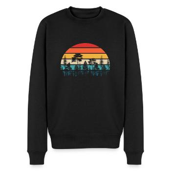 Forest Retro Vintage Forester Tree - Men's Premium Organic Jumper - black - Front - Nico (187cm)