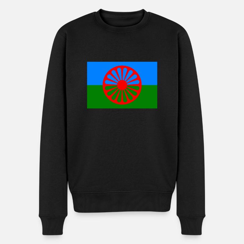 115552801 179234121 Roma-Flaggen - Männer Premium Bio Pullover - Schwarz