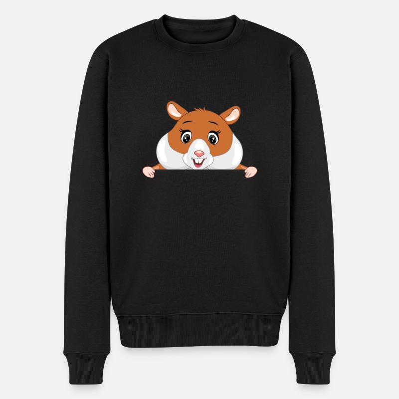 Glücklicher spähender Hamster - Männer Premium Bio Pullover - Schwarz
