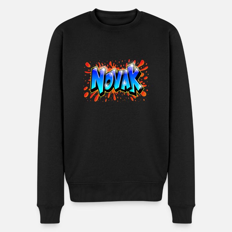NOVAK Graffiti Name - Pull Premium bio Homme - noir