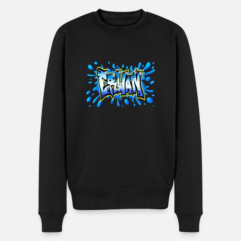 Erwan GRAFFITI NAME PRINT - Pull Premium bio Homme - noir