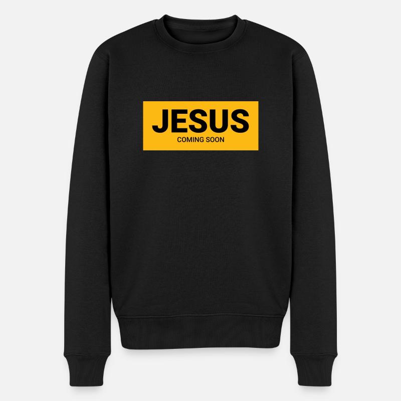 Jesus - Männer Premium Bio Pullover - Schwarz