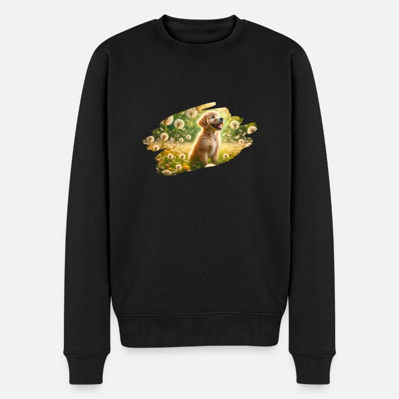 Golden Retriever Welpenfreude - Männer Premium Bio Pullover - Schwarz
