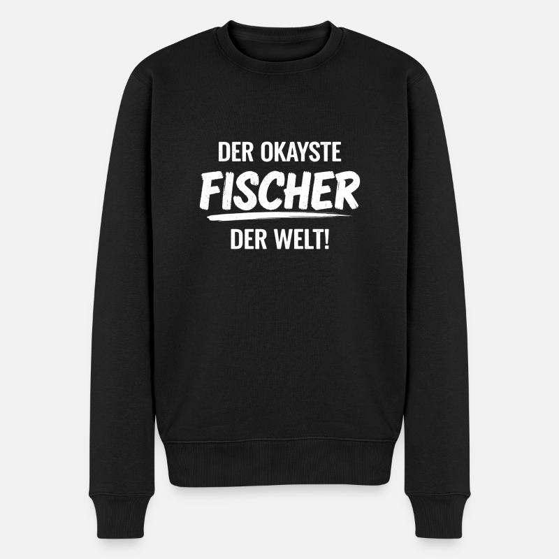 Fischer Angler Spruch Geschenkidee - Männer Premium Bio Pullover - Schwarz