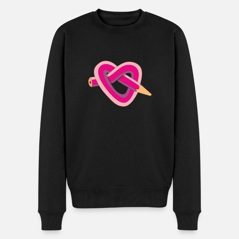 Bleistiftherz - Männer Premium Bio Pullover - Schwarz