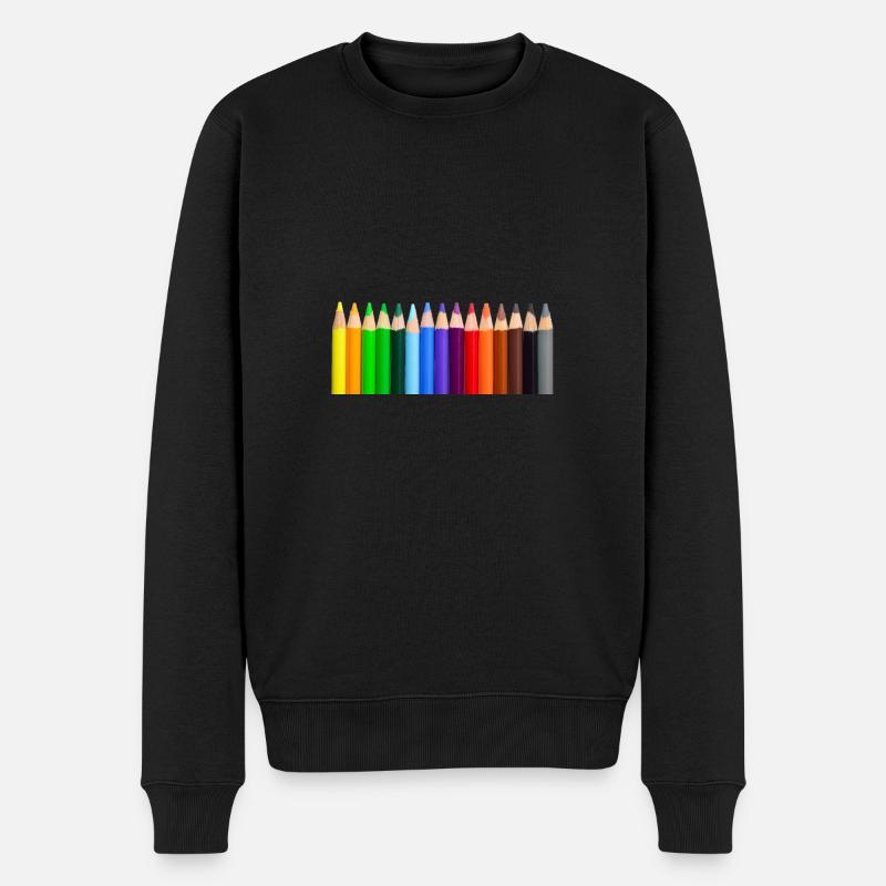 Bunte Stifte - Männer Premium Bio Pullover - Schwarz