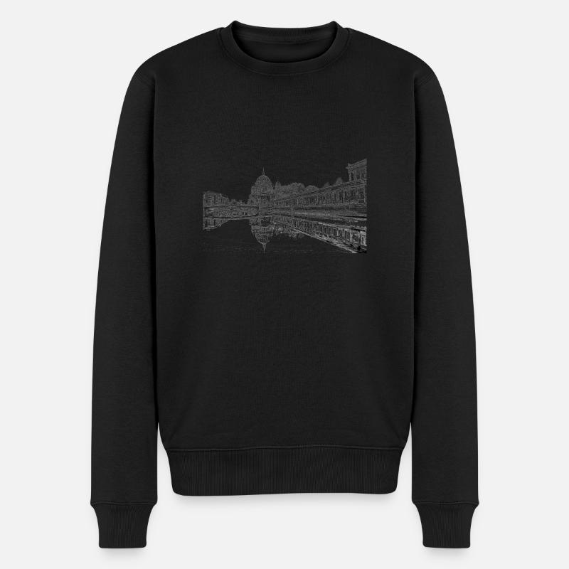 Bruecke Berlin Bleistiftzeichnung - Männer Premium Bio Pullover - Schwarz