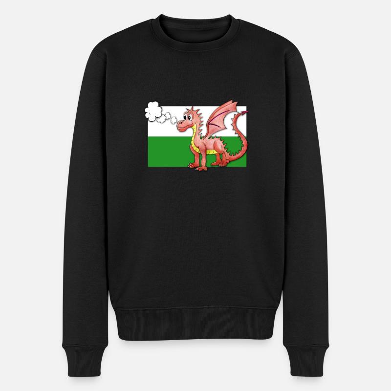 Puffing Welsh Dragon - Gregory - Men's Premium Organic Jumper - black