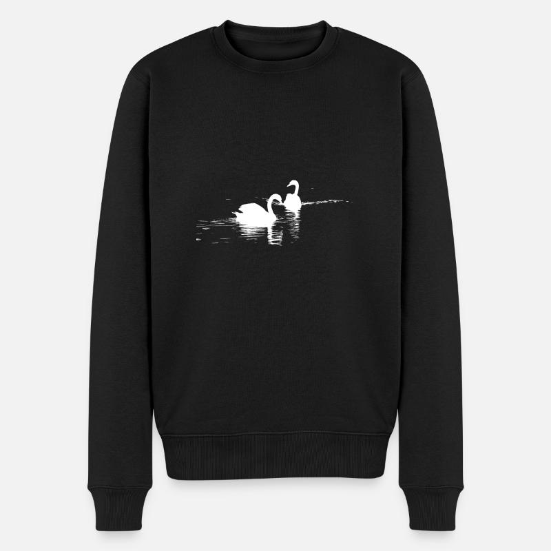 Schwaene weiss,Wasservogel,Design,Geschenk,cool, - Männer Premium Bio Pullover - Schwarz
