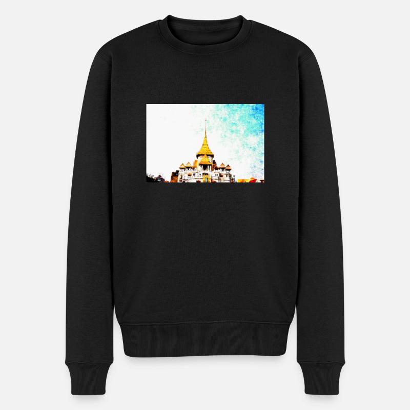 Tempel in Thailand - Männer Premium Bio Pullover - Schwarz