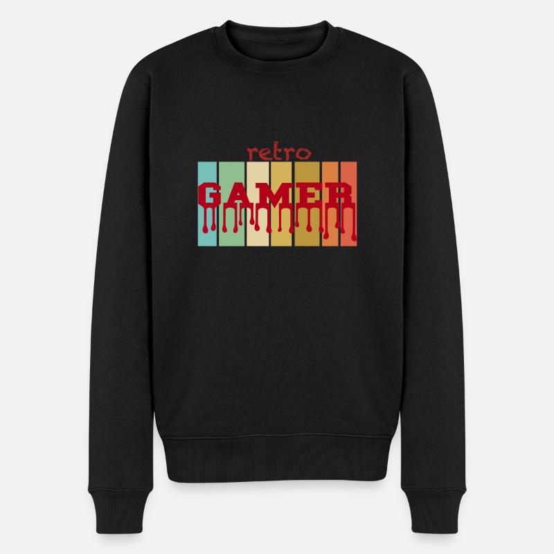 RETRO Gamer - Männer Premium Bio Pullover - Schwarz