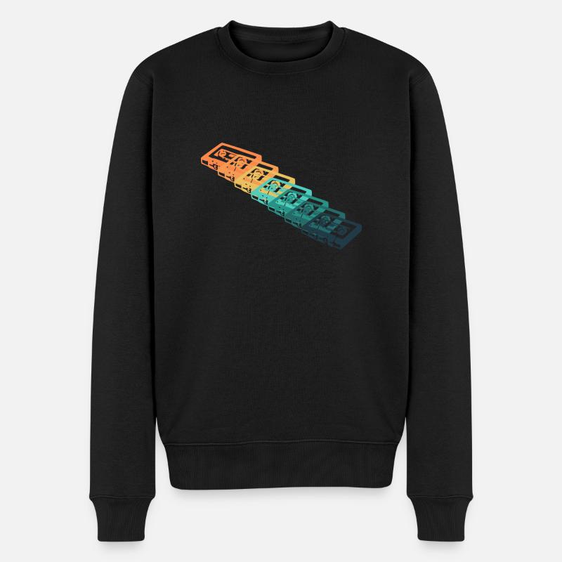 Vintage-Kassette - Männer Premium Bio Pullover - Schwarz