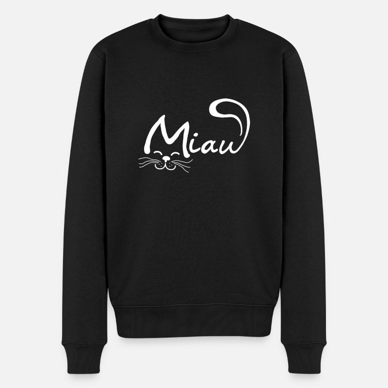Miau Katze - Männer Premium Bio Pullover - Schwarz