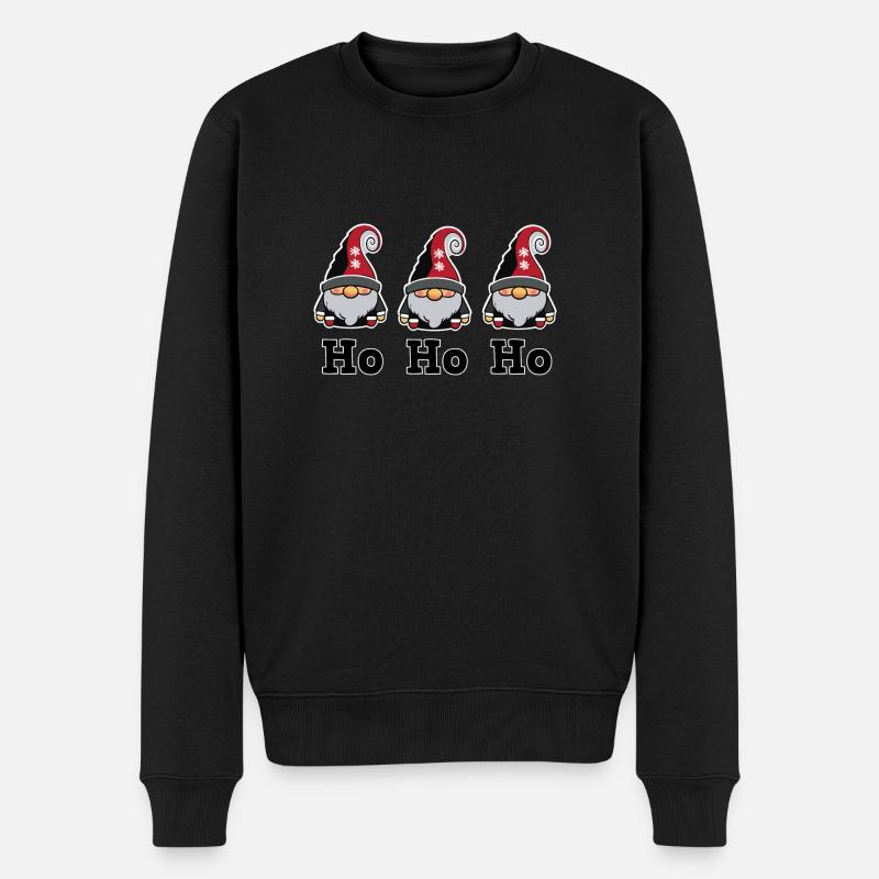 Wichtel_HoHoHo - Männer Premium Bio Pullover - Schwarz