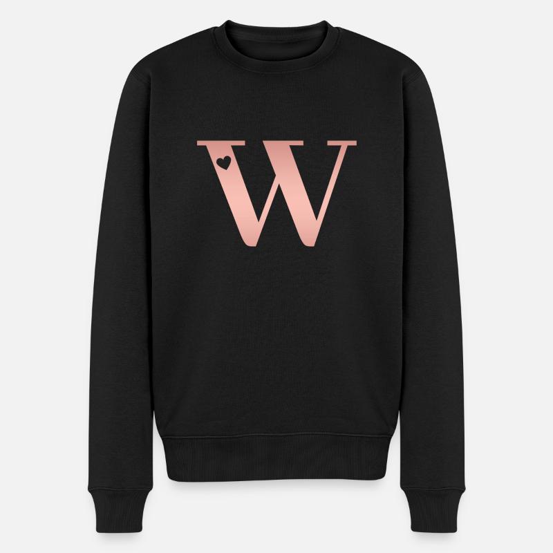 Buchstabe W Roségold - Männer Premium Bio Pullover - Schwarz